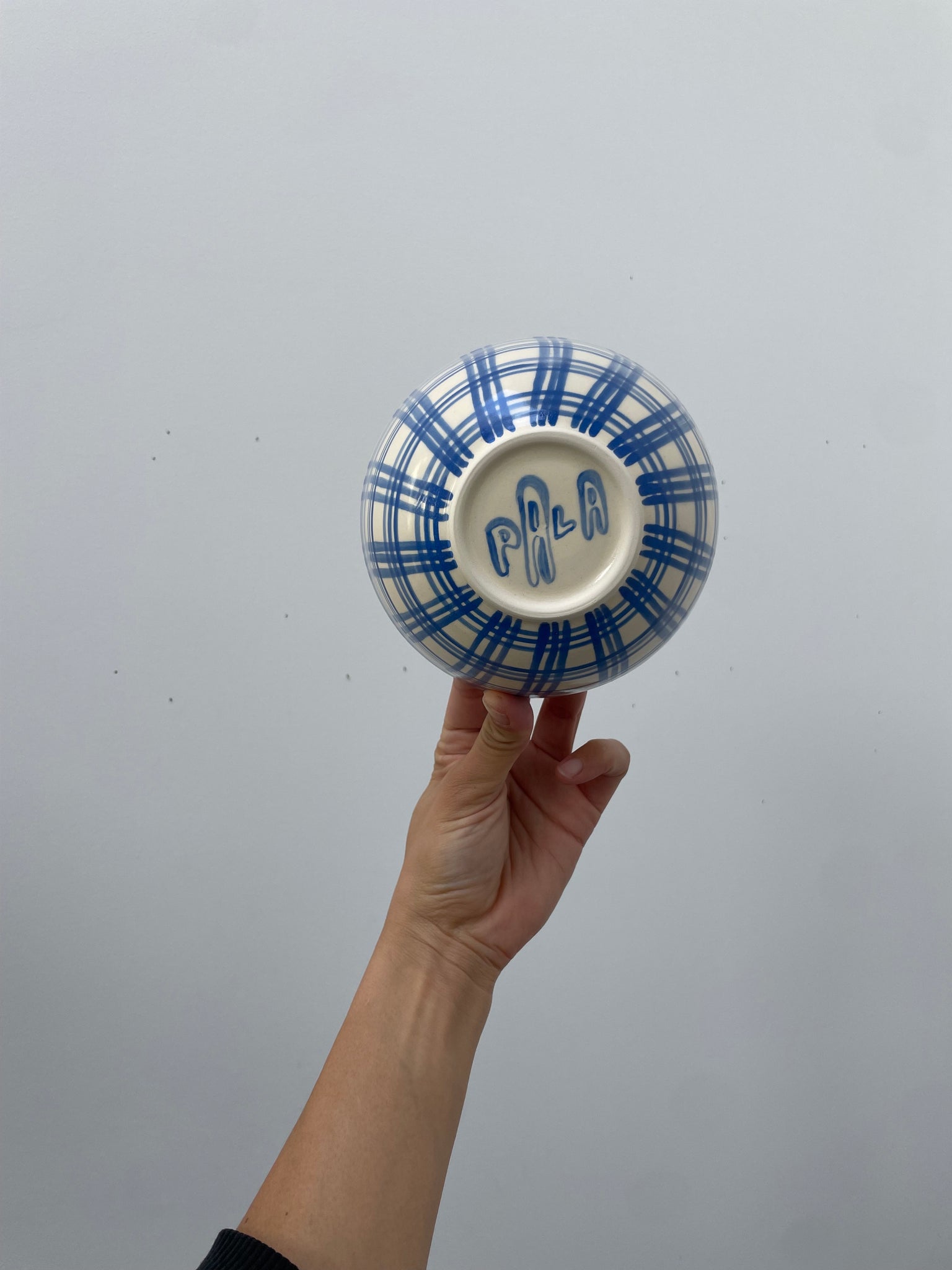 Blue Plaid - Orange - soup bowl