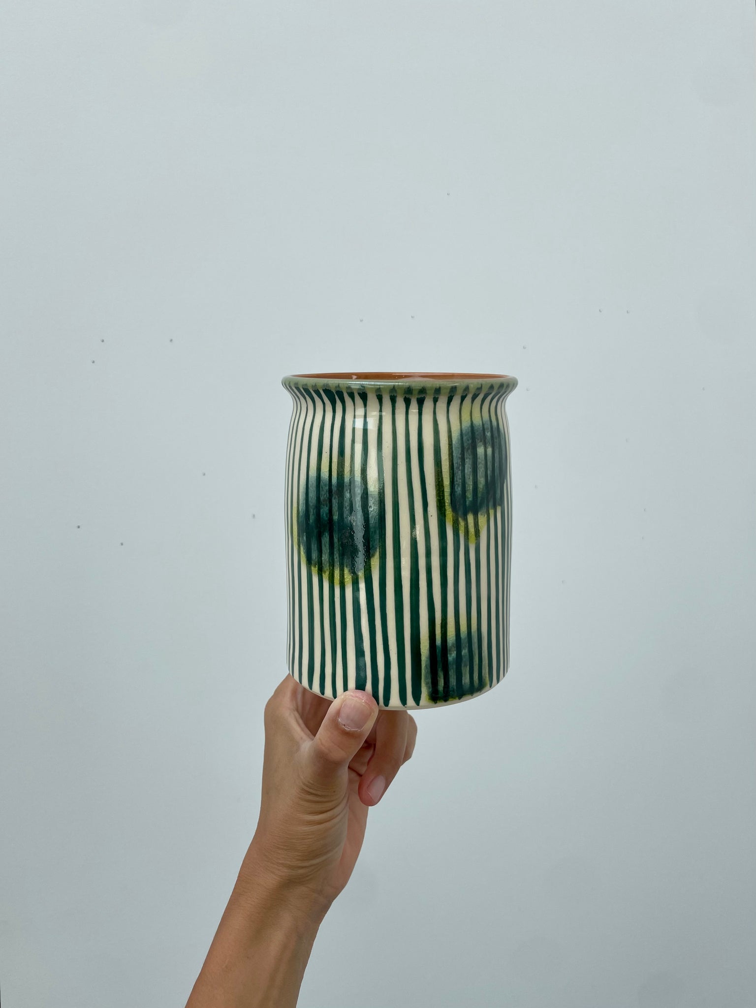 Dark Green Stripe Flower Vase