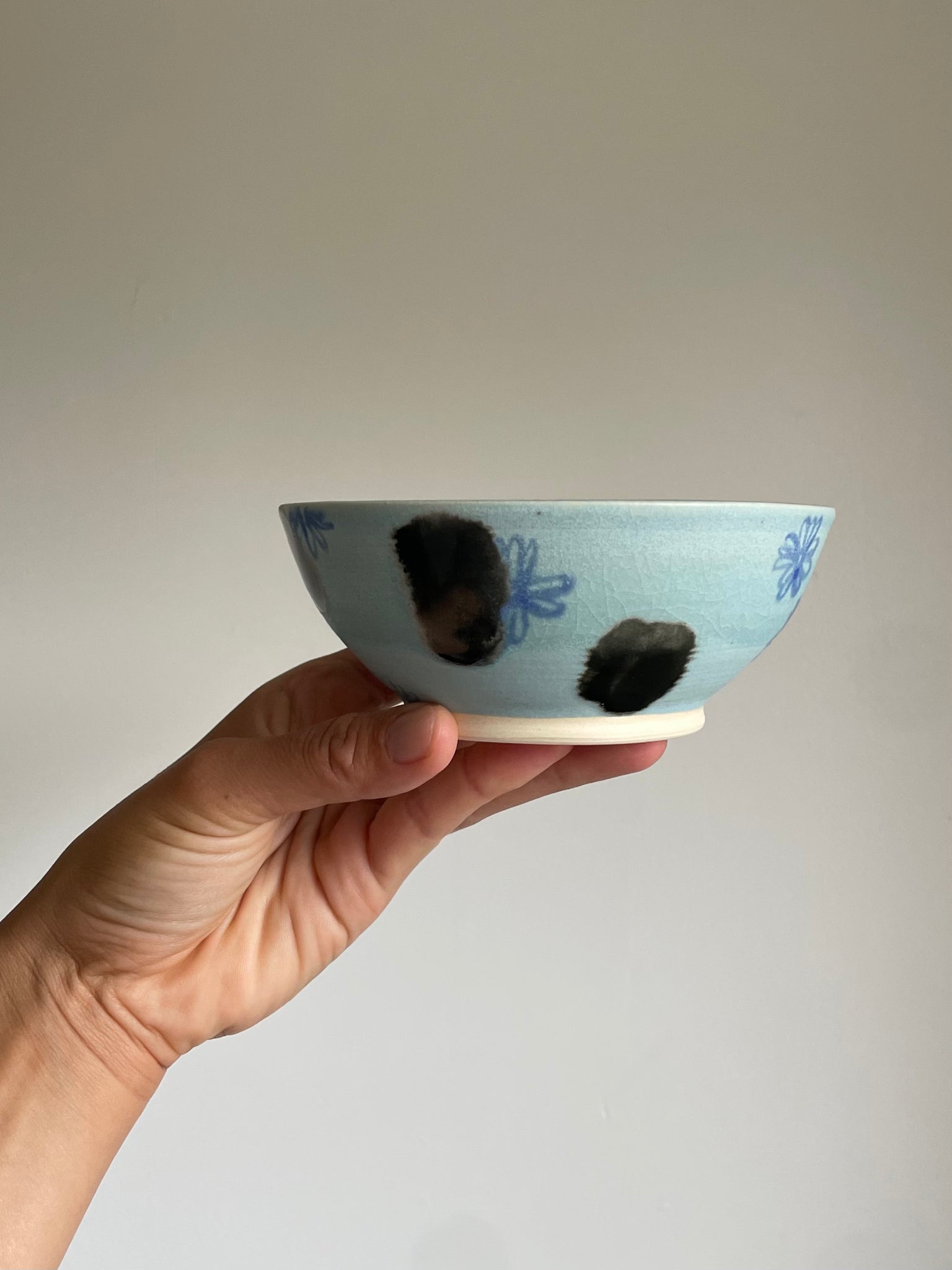 Blue matte flower small bowl
