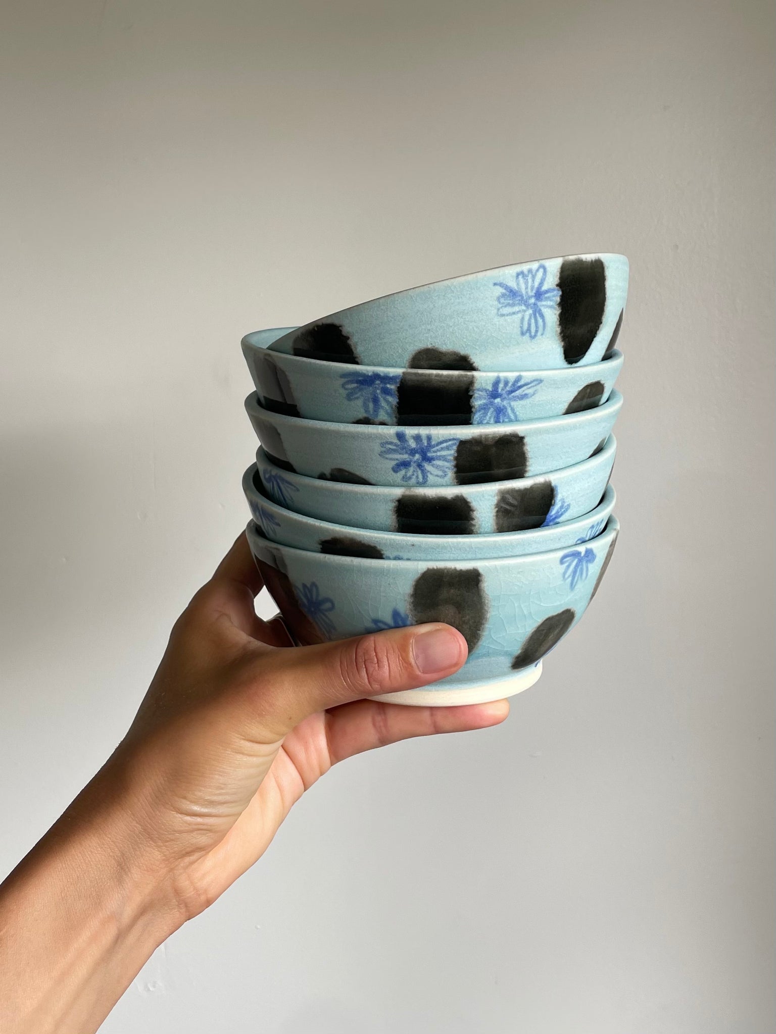 Blue matte flower small bowl