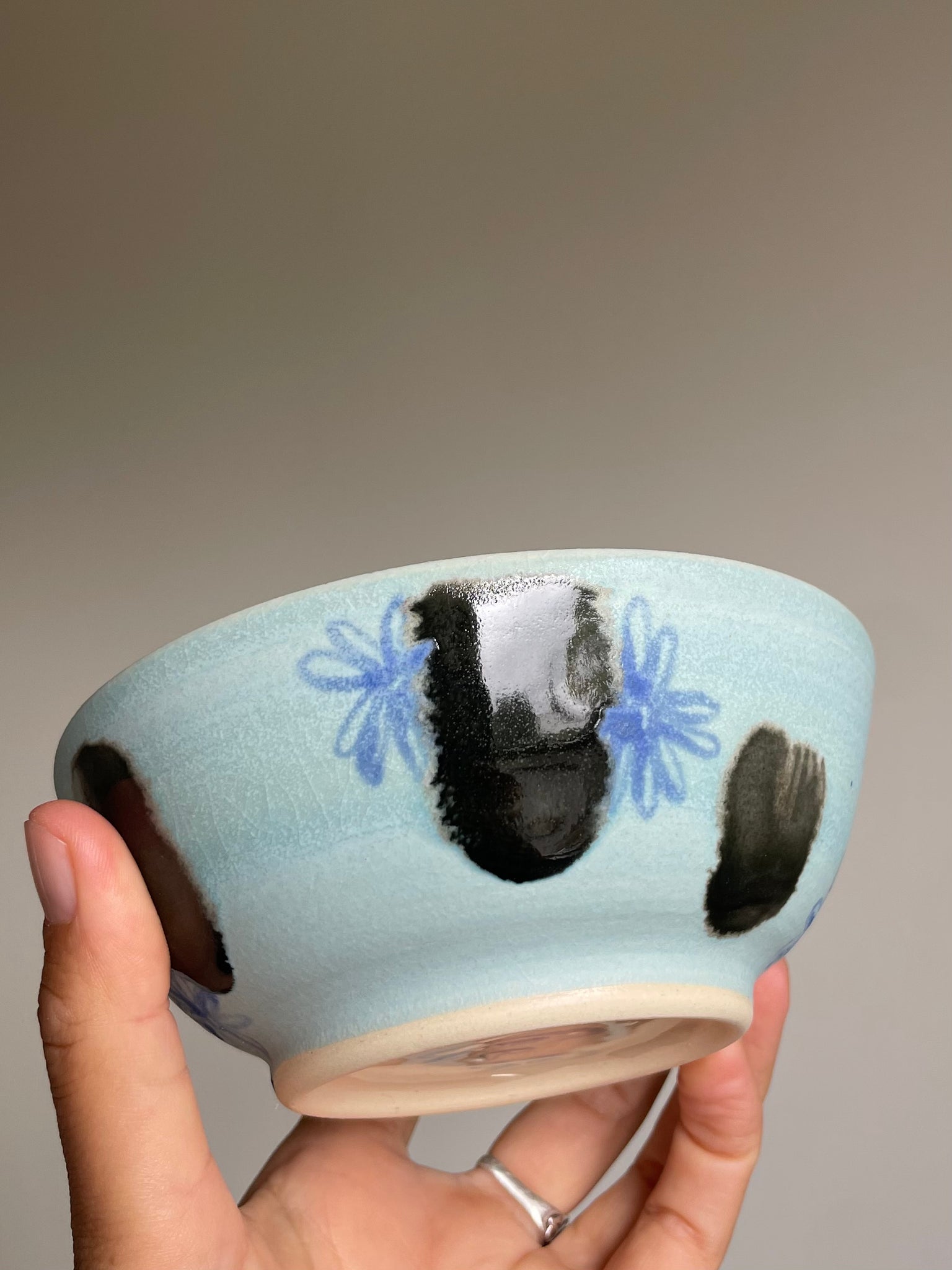 Blue matte flower small bowl