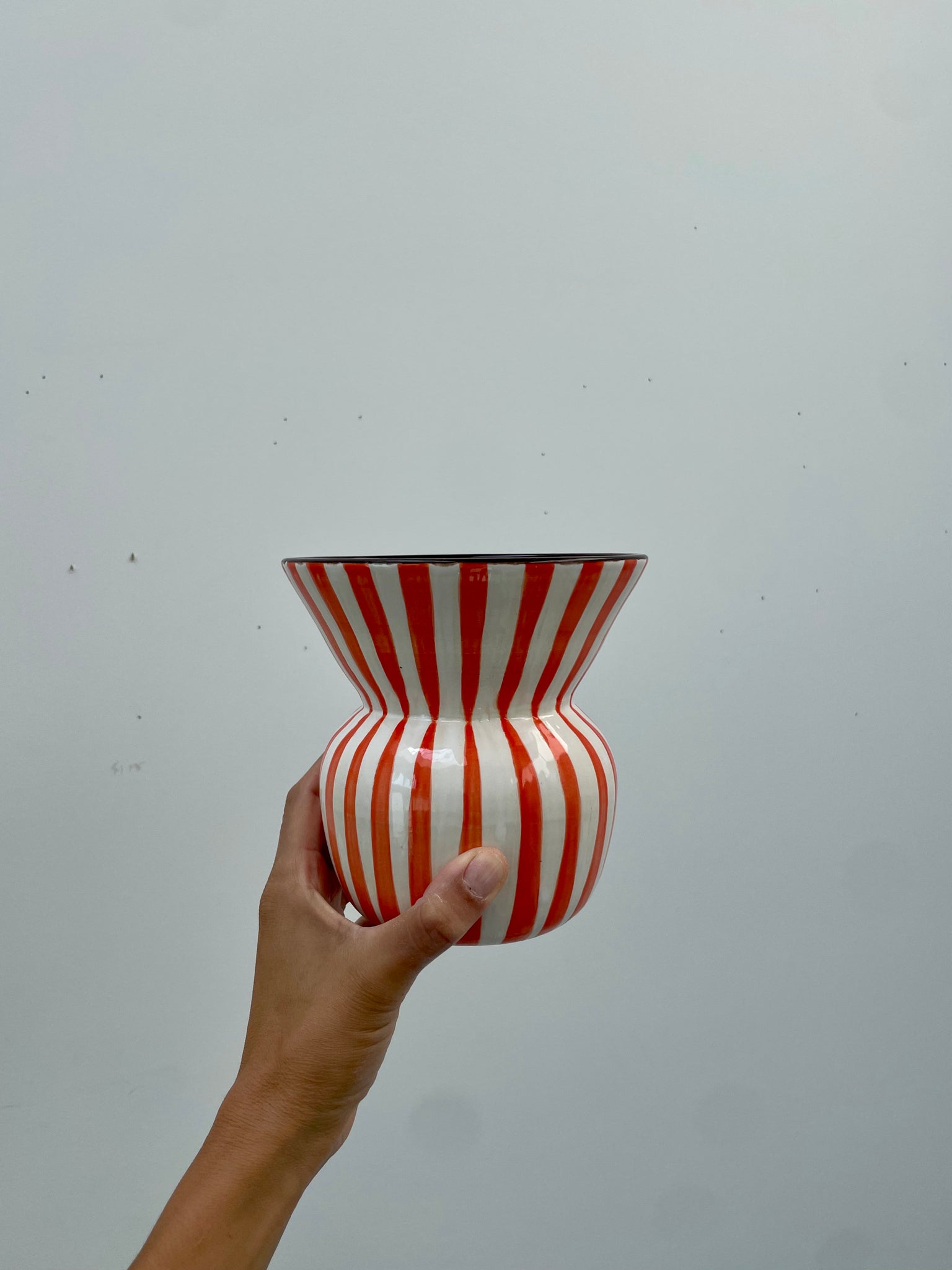 Orange White Stripe Vase 2