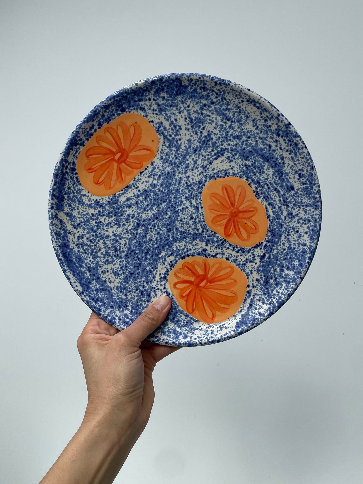 Orange Flowers, Blue Milky Way Dinner Plate