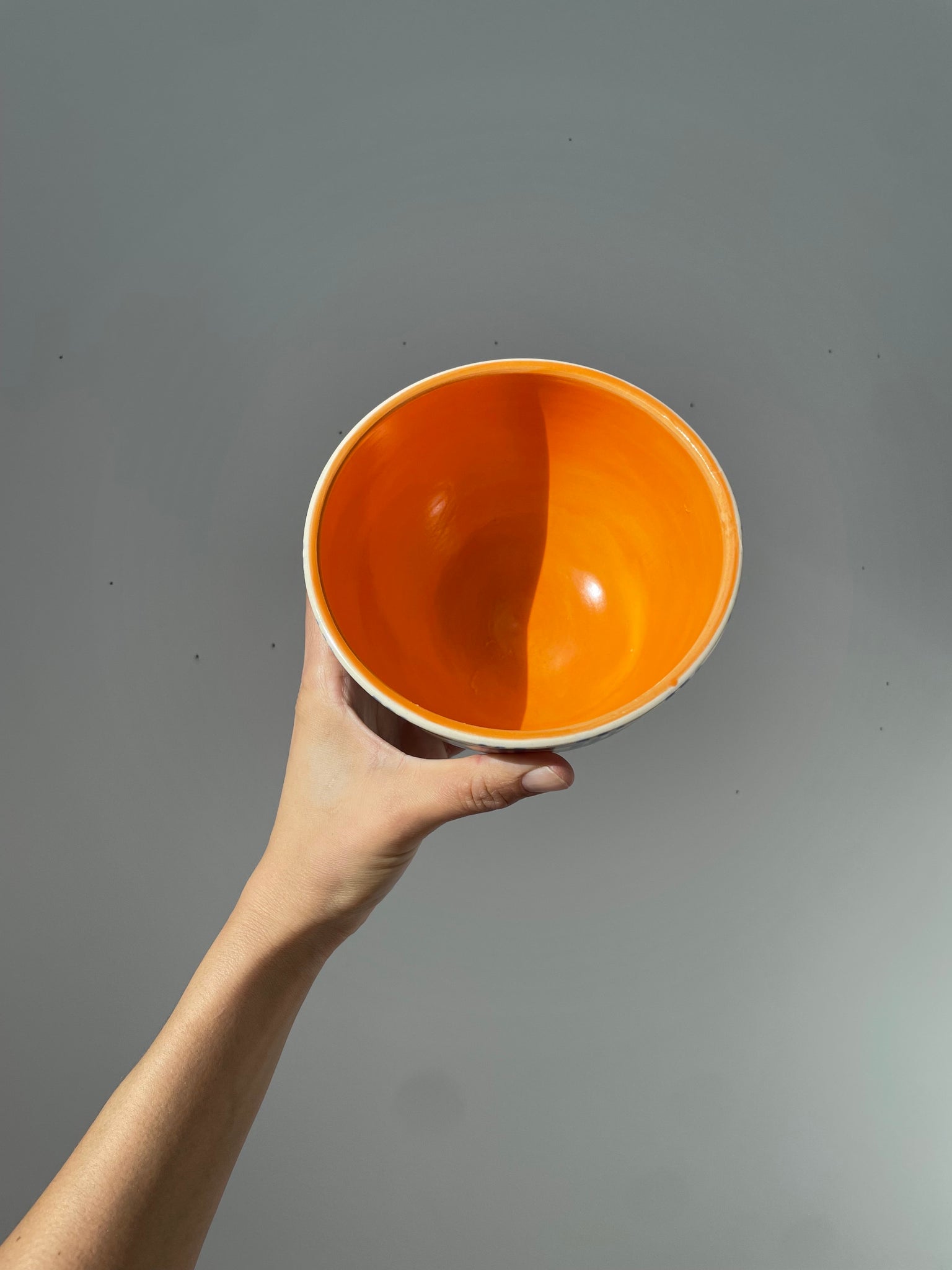 Blue Plaid - Satin Orange - soup bowl